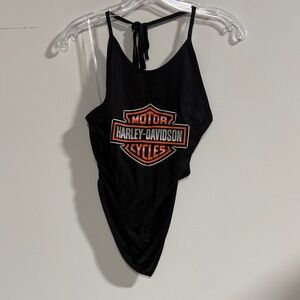 Harley-Davidson Black and Orange Logo Bodysuit